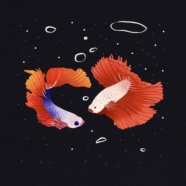 Pisces - Beautiful fishes with bubbles by London Colin